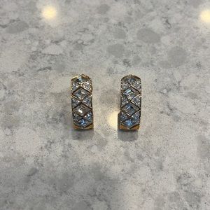 Faux gold and rhinestone clip-on earrings